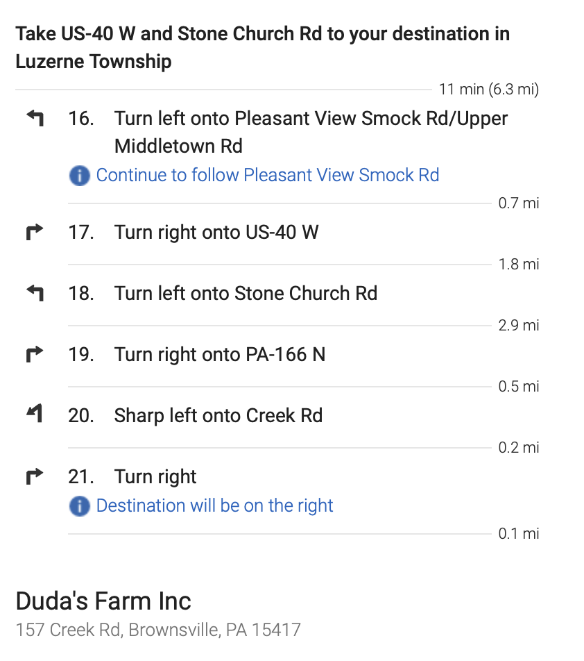 Directions to Duda Farms IrisMagic Photo Studios